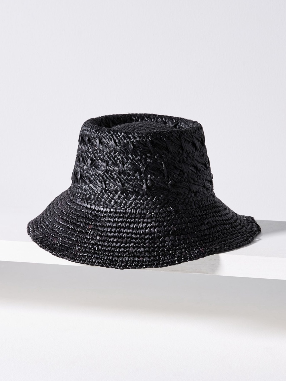 Anthropologie Wyeth Double Weave Straw Bucket Hat Black NEW - Picture 4 of 11